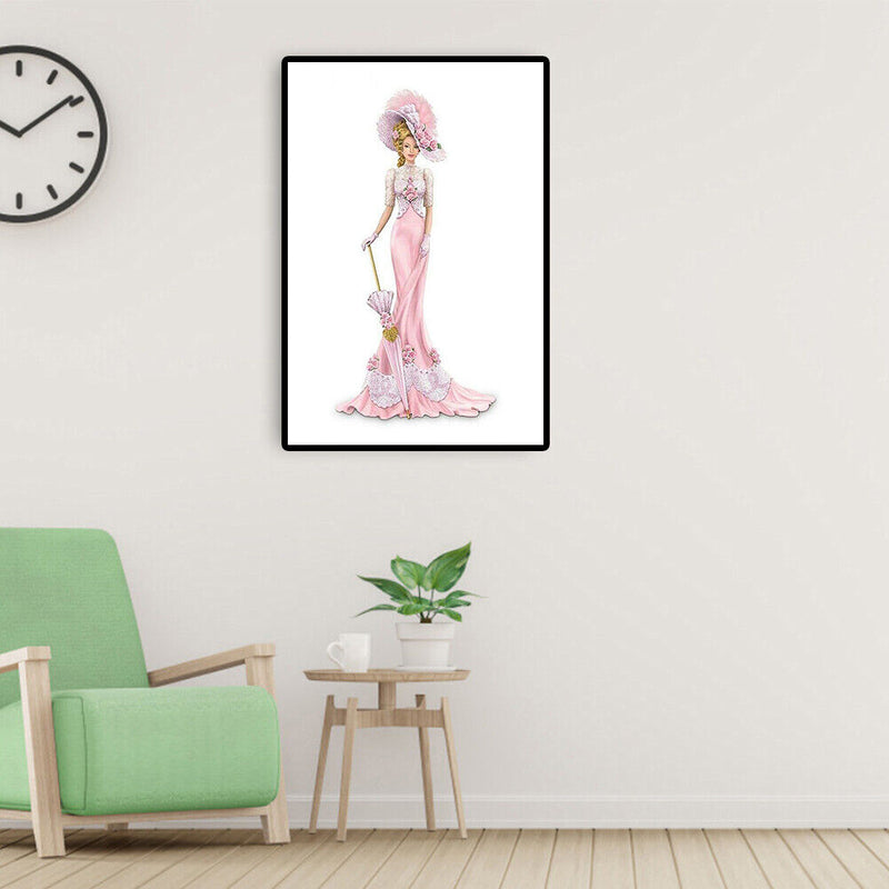 Lady in Pink Dress Oil Paint By Numbers DIY Frameless Drawing Picture Adults Kit