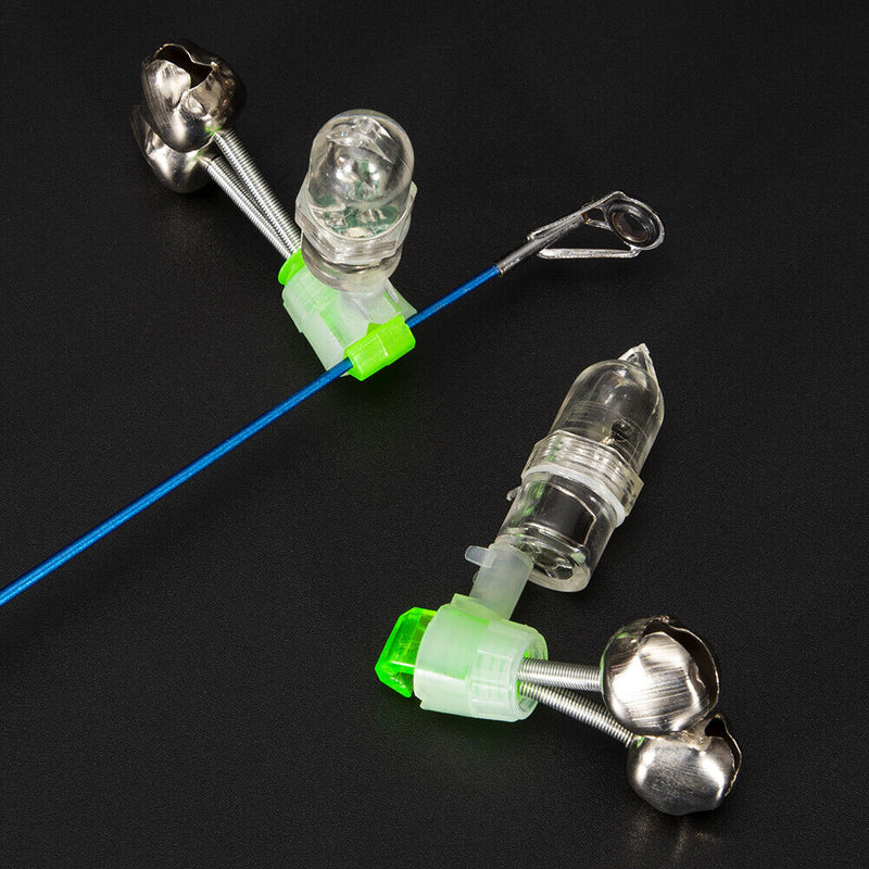 5pcs/lot Fishing Bite Alarms Night LED Fishing Rod Clamp Tip Clip with Bell Ring