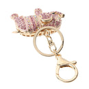 Popular Inlaid Color Cast Elephant Keychain Ladies Bag Pendant(Pink)  Newly