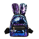 3pcs/Set Women Rabbit Ears Mini Sequins Backpack Clutch Shoulder Bags/Blue