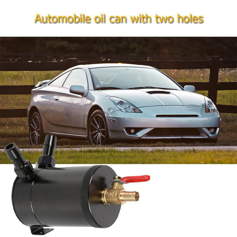Universal Baffled Aluminum Alloy Oil Catch Tank Reversoir with Drain Valve Black