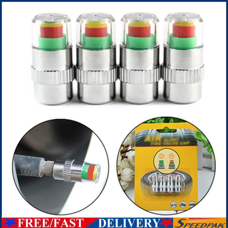 4pcs 36psi Car Tire Pressure Detection Cap Monitoring External Valve Caps