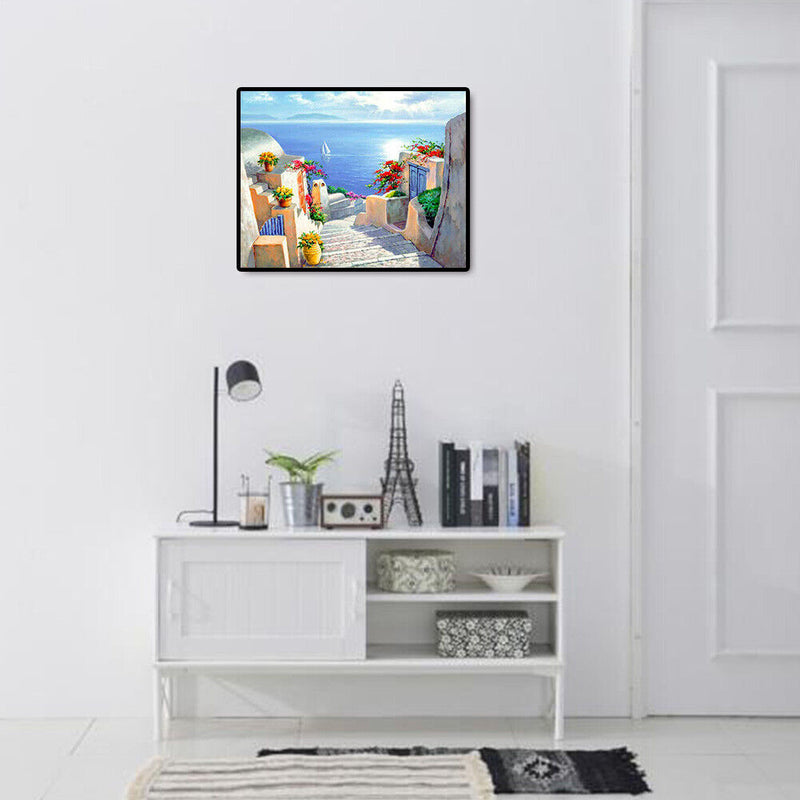 5D Full Round Drill Diamond Painting Castle Steps DIY Cross Stitch Picture Decor