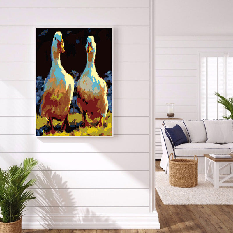 Oil Paint Chicken And Duck By Numbers Coloring Picture Digital