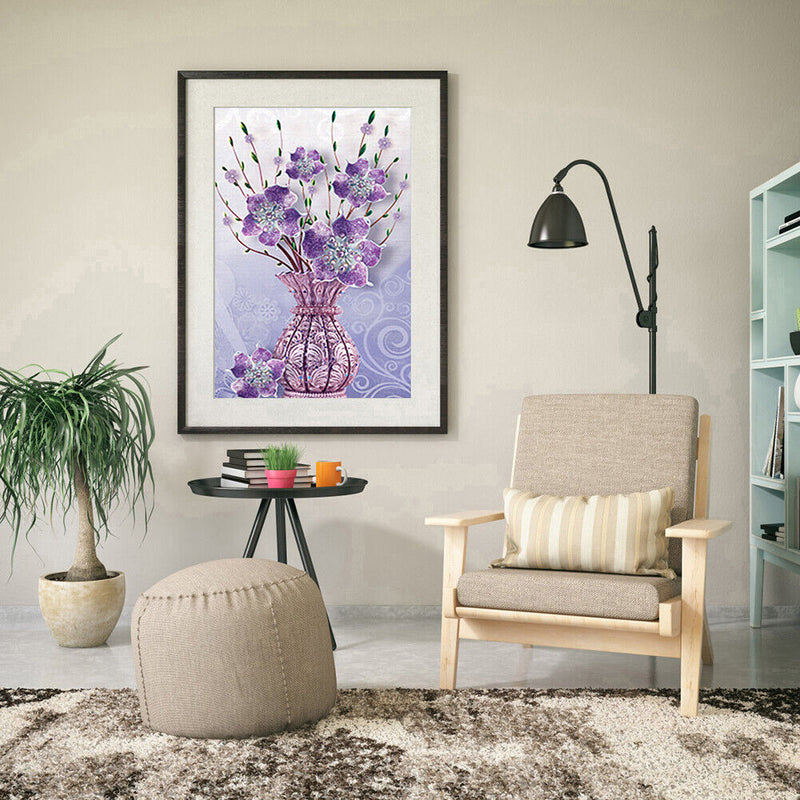 Part Drill Craft Poster DIY Flowers Vase Rhinestones Picture Diamond Painting