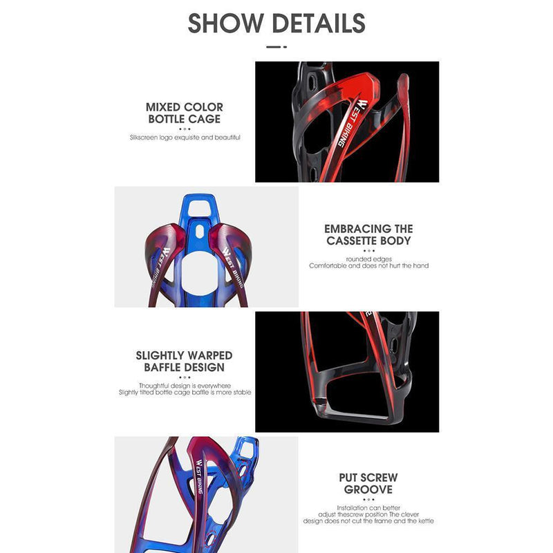 WEST BIKING Water Bottle Holder MTB Road Bike Kettle Cage (Blue Purple)