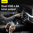 Baseus Grain Pro Car Charger 4.8A Dual USB Charger Charging Adapter (White)