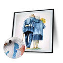 Back View of Old Couple 20X20cm Oil Paint By Numbers Picture DIY Painting Crafts