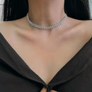 Metal Short Chain Rhinestone Choker Row Diamond Necklace For Women|Girls