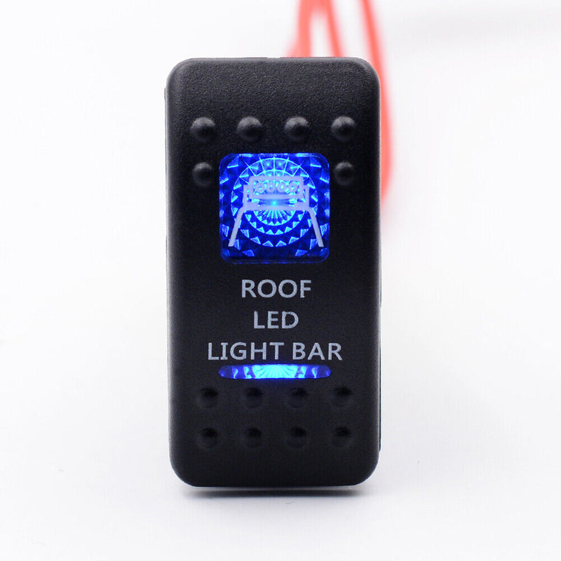 For Boat Marine ATV UTV Dual Blue Backlit ROOF LED LIGHT BAR Rocker Switch 5 Pin