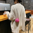 Casual Spherical Shoulder Top-handle Bag Female PU Plush Messenger Chain Clutch