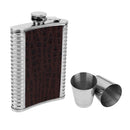 8oz Leather Stainless Steel Hip Flask Set Whiskey Flagon with Funnel Cups