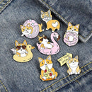 Bag Accessories Dripping Oil Dog Enamel Pins Brooch Badge Corgi's Happy Life