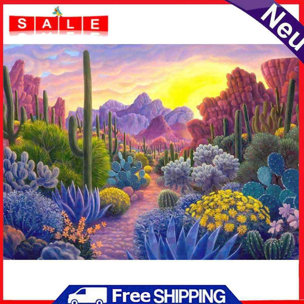 5D DIY Diamond Painting Cactus Full Round Home Decor Rhinestone Wall Drawing