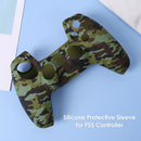 For DualSense Skin Camouflage Silicone Case for PS5 Controller (Green)
