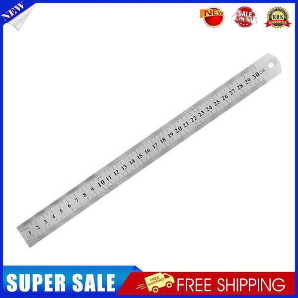 Stainless Steel Metal Straight Ruler Double Sided Measuring Tool (300mm)