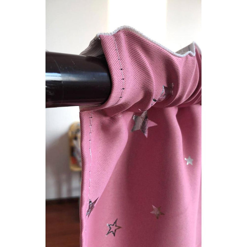 Stars Blackout Curtain Living Room Window Blind Shading Screen Drapes(Pink)