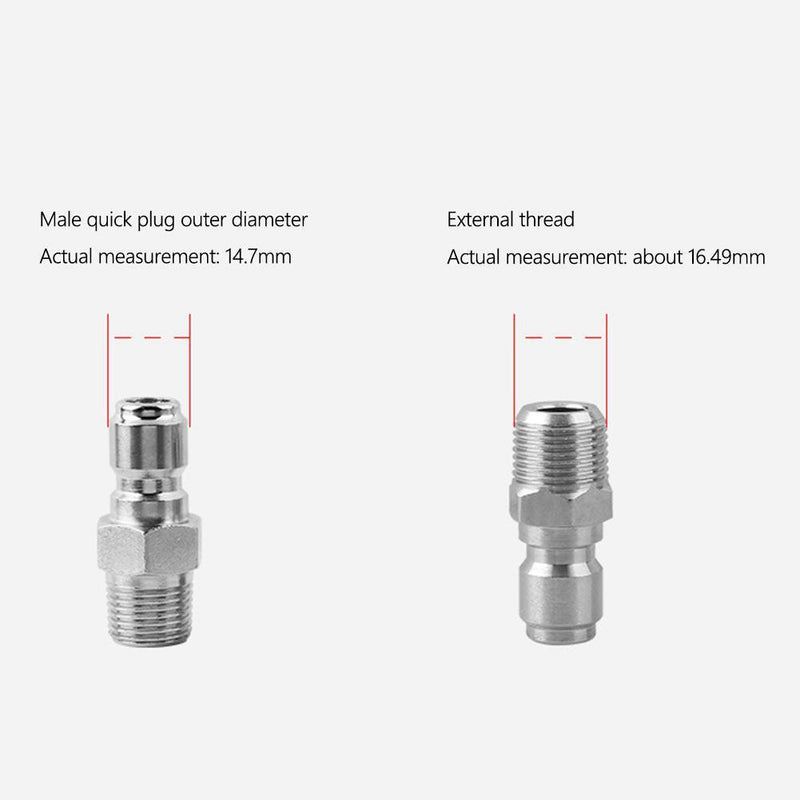 1 Pair 3/8 Threaded Male to Quick Connect Plug Fittings Pressure Washer Ada