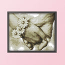 Partial Cross Stitch 11CT Hand in Hand Counted Embroidery DIY Needlework
