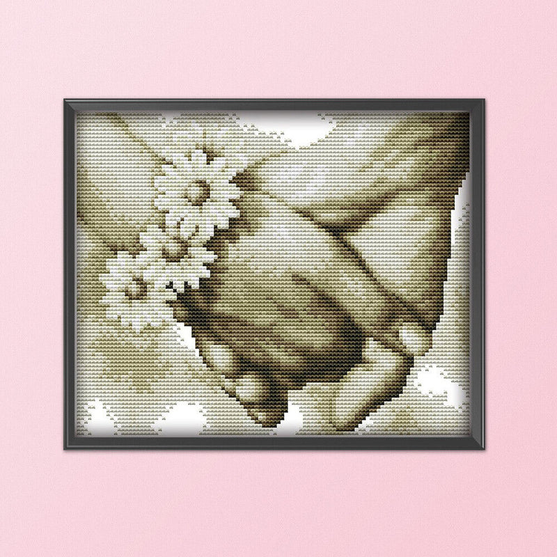 Partial Cross Stitch 11CT Hand in Hand Counted Embroidery DIY Needlework
