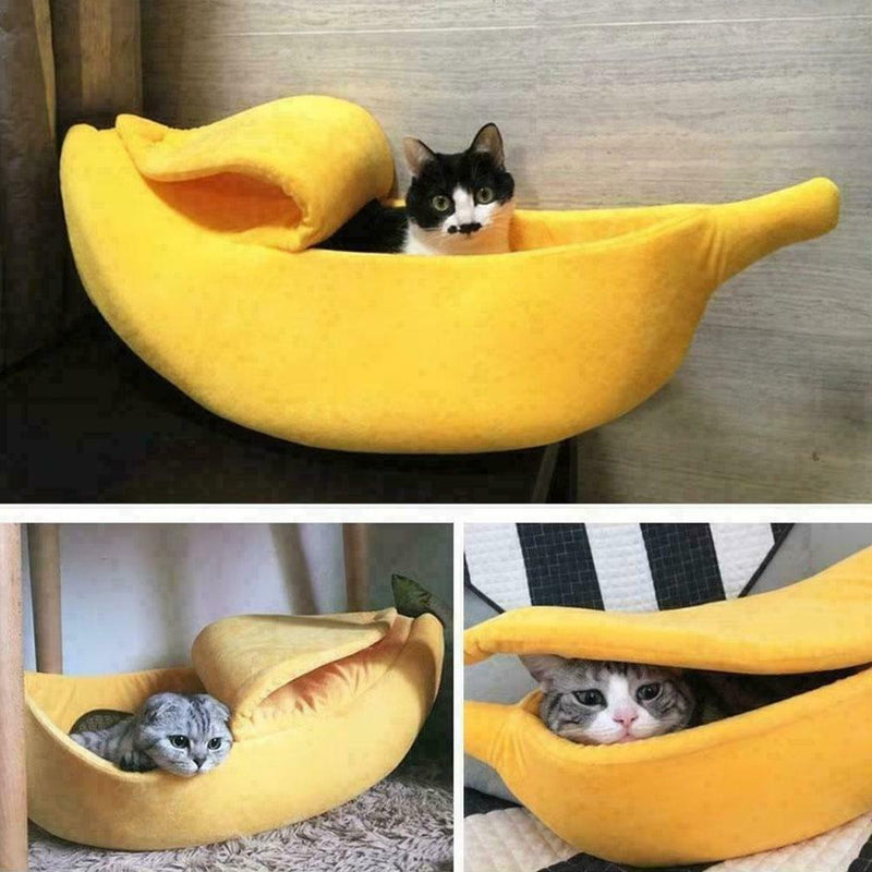 Banana Shape Pets Cat Bed Nest Soft Warm Kennel Bed House S1U6 Cave Pet O1N9