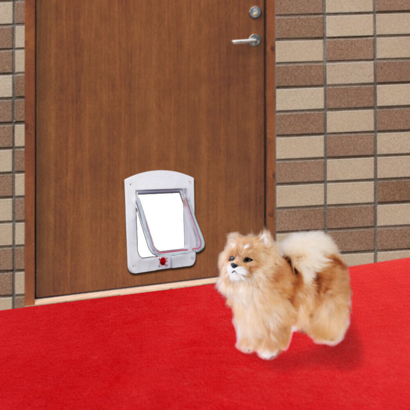Lockable Cat Flap Door Kitten Dog Pet Lock Suitable for Any Wall White