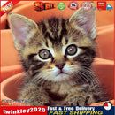 Handmade DIY Full Round Drill Diamond Painting 5D Cute Cat Poster Kits Newly