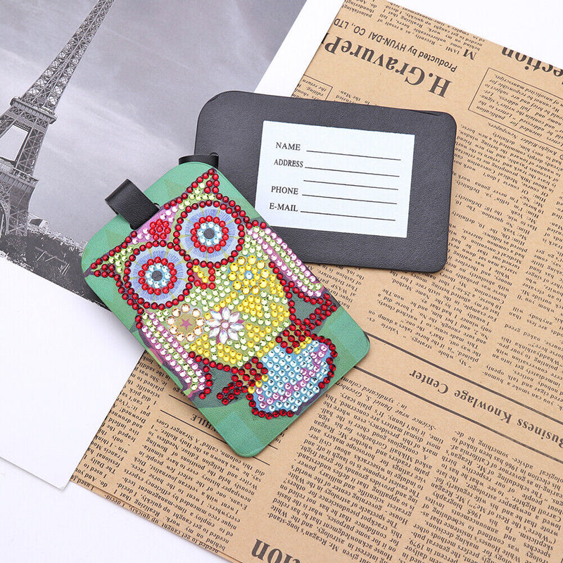 DIY Special Shaped Diamond Painting Bird Design Leather Boarding Pass Craft
