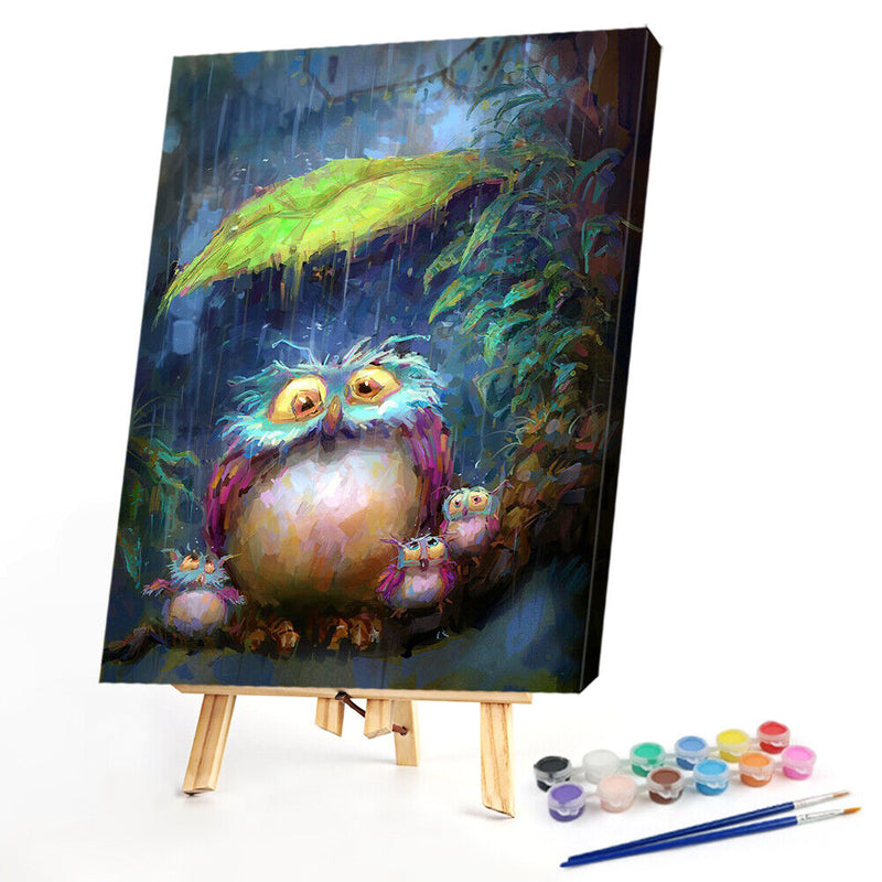 Rain Owl Oil Paint by Numbers Hand Painted Frameless Picture Home DIY Ornam