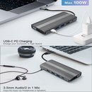 Jack USB Type-C Hub Gigabit Ethernet Docking Station 4K Dual HDMI For Laptop PC