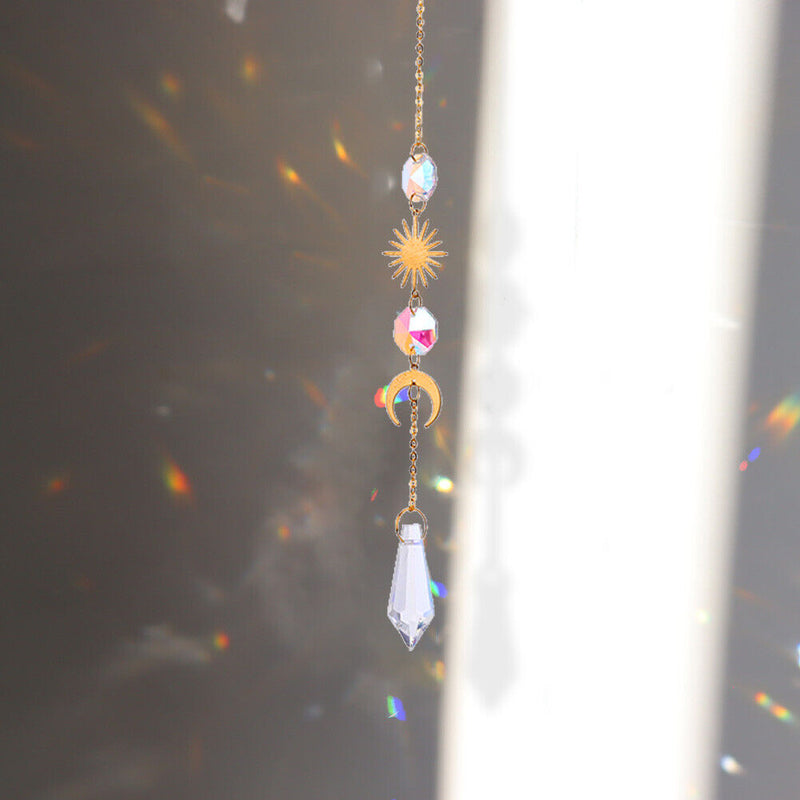 Crystal Sun Moon Hanging Meatal Pendant Home Car Decor (B)