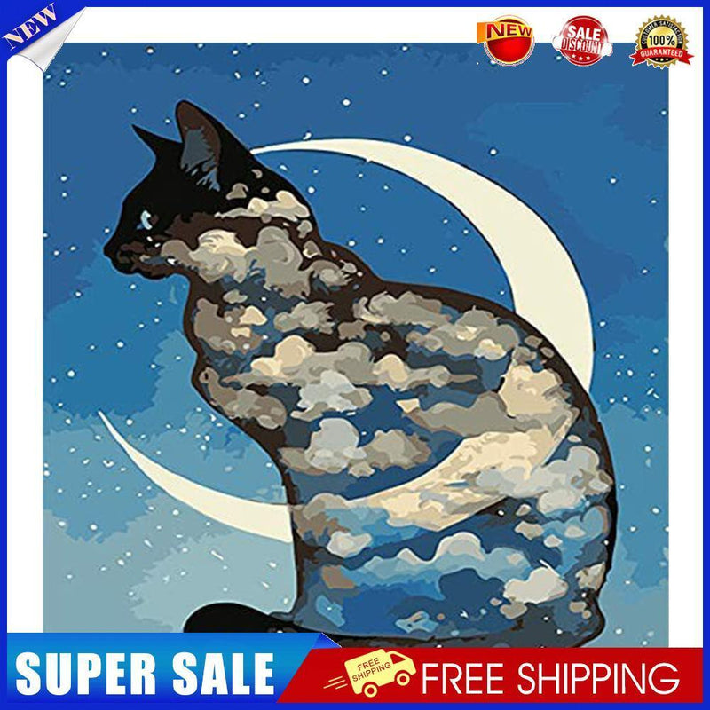 Diamond Painting 5D DIY Moon Cat Full Round Drill Rhinestones Picture Kit