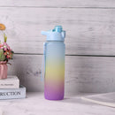 Outdoor Water Bottle with Straw BPA Free Gradient Sport Drinking Cup (Blue)