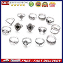 15pcs/set Geometric Finger Ring Women Hollowed Flower Bead Knuckle Rings Jewe