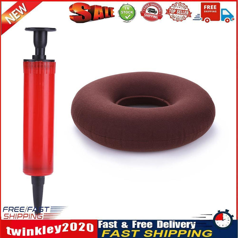 Hip Support Medical Hemorrhoid Seat Pad Inflatable Anti Bedsore (Coffee) Newly