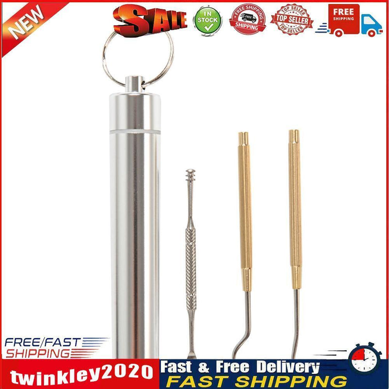 Outdoor Portable Metal Toothpick Set Oral Teeth Cleaning Tools with Spoon Newly