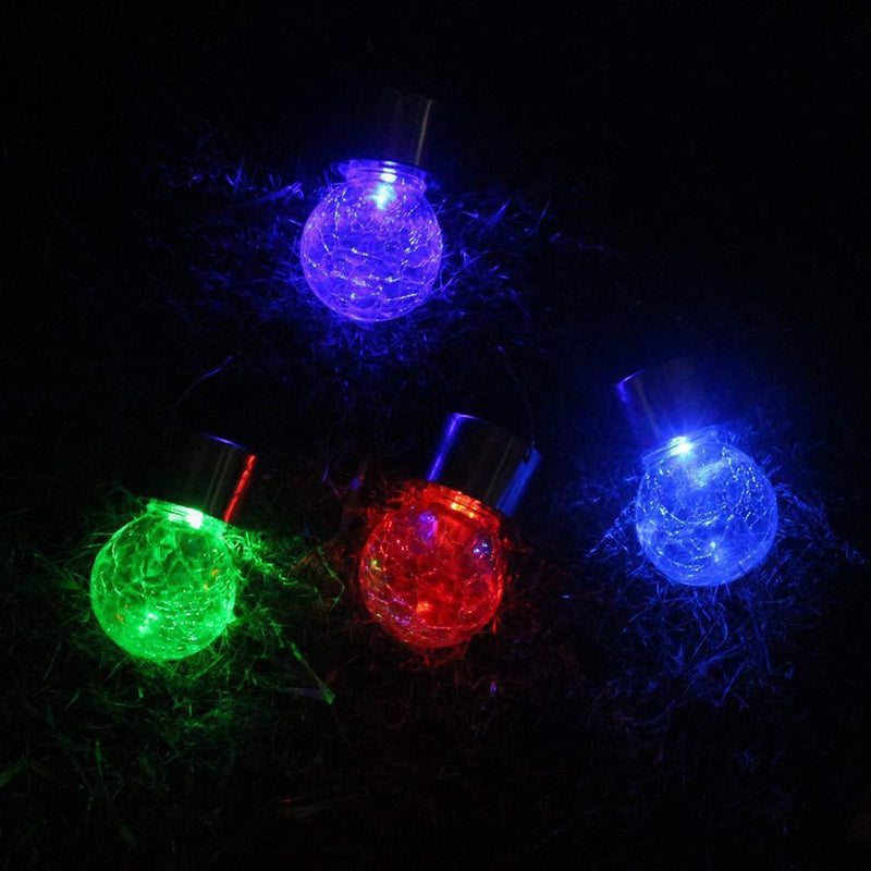 5pcs LED Solar Lamp Cracked Glass Ball Hanging Light Waterproof Decor(F)