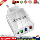 3 USB Fast Charger 3.1A PD Type-C Wall Power Adapter for Phone (White EU) Newly