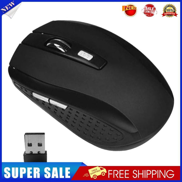 2.4GHz Wireless Optical Mouse 6 Buttons USB Receiver 2000 DPI Mice (Black)