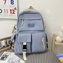 #A Large Capacity Backpack Simple Canvas Hit Color Student School Bookbag Rucksa