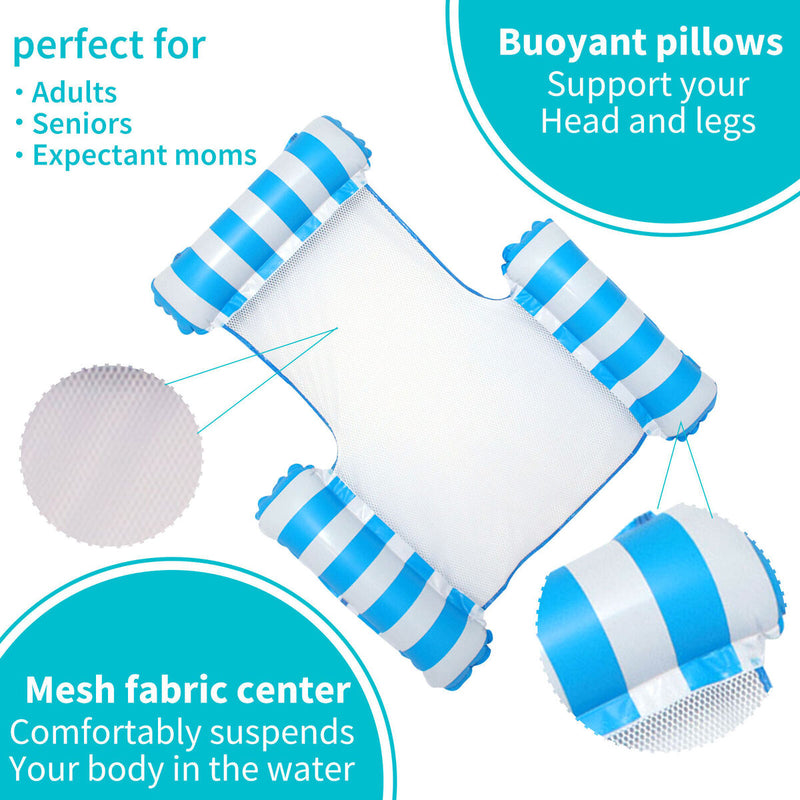 Swimming Pool Float Hammock Multi-Purpose Inflatable Lounge (Light Blue) Newly