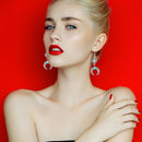 Western Style Crescent Drop Earrings Retro Turquoise Horns Earrings Jewelry