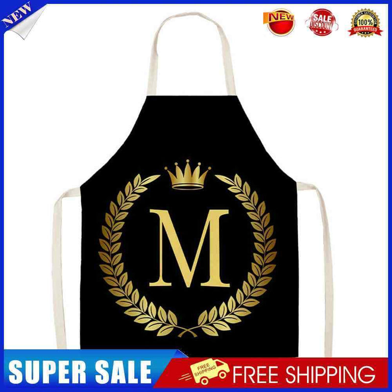 Letter M Kitchen Linen Apron Waterproof Household Cleaning Bibs (82x68cm)