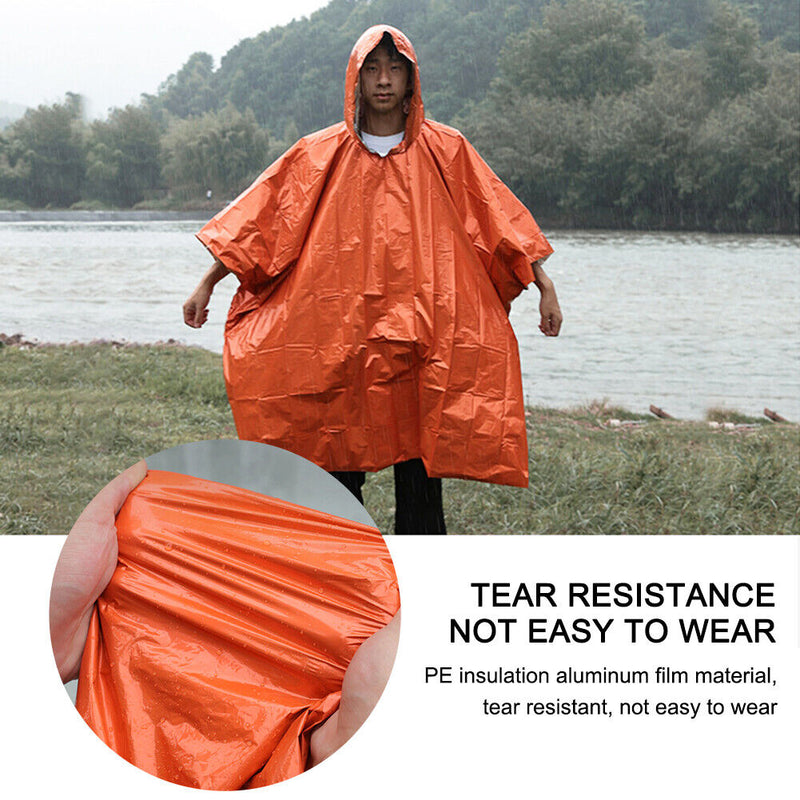 Waterproof Hooded Rain Poncho Raincoat Outdoor Hiking Bike Cycling Rainwear UK