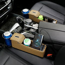 Universal Vehicle Car Seat Crevice Organizer Dual USB Phone Holder Charger Box
