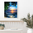 11CT Counted Full Cross Stitch Sunset Beach DIY Embroidery Home Decoration Gifts