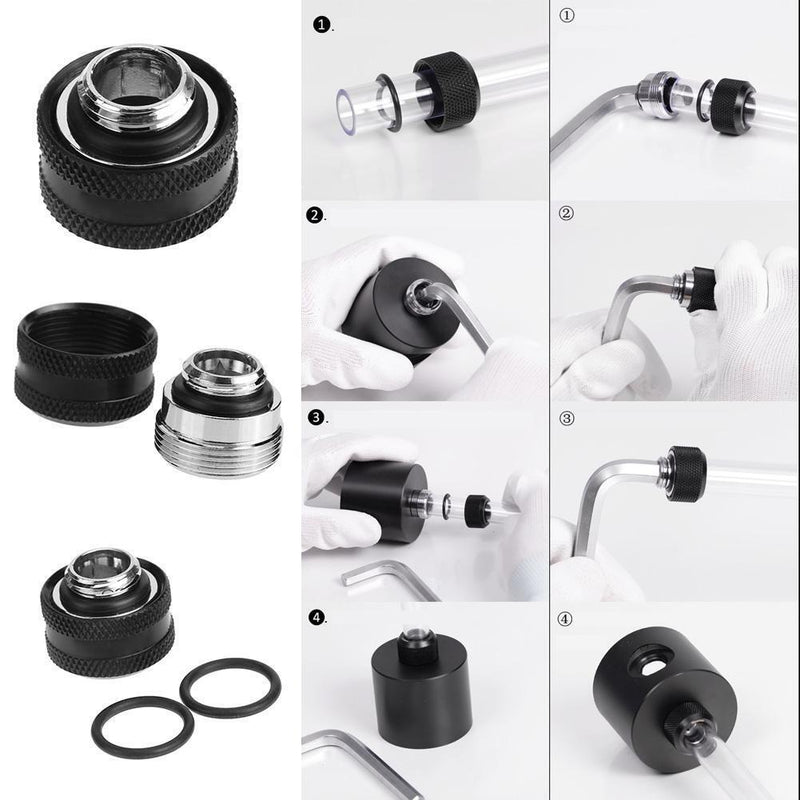 G1/4 Thread Rigid Tube 14mm Hard Tube Extender for PC Water Cooling(Black)