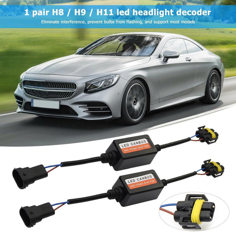 1 Pair H8/H9/H11 LED Headlight Canbus Decoders Anti Flicker Flash Resistor Newly