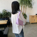 Soft PU Leather Women Underarm Bag Solid Color Casual Shoulder Bag (Purple)