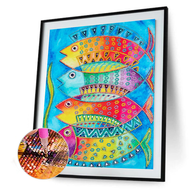 Partial Special Diamond Painting DIY Kit 4 Undersea Fish Rhinestone Picture